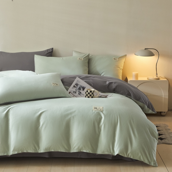 91家纺网 家纺一手货源 找家纺 （总）莱通家纺 2025新款纯色双拼四件套