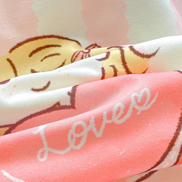 91家纺网 家纺一手货源 找家纺 金爱家2025新款A类高品质正版授权miiiiichan可爱卡通狗狗白熊女孩牛奶丝针织棉夏被 针织棉miiiiichan-爱心女孩