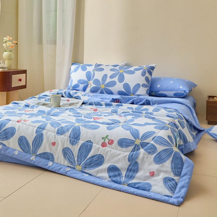 91家纺网 家纺一手货源 找家纺 珂博家纺2025新款亲肤全棉印花夏被 小情调