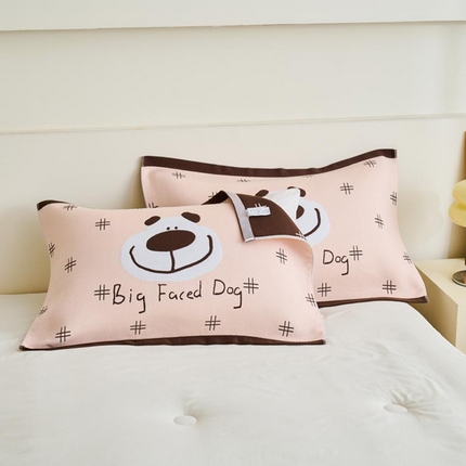  2025新款全棉多层细沙提花枕巾 微笑-粉