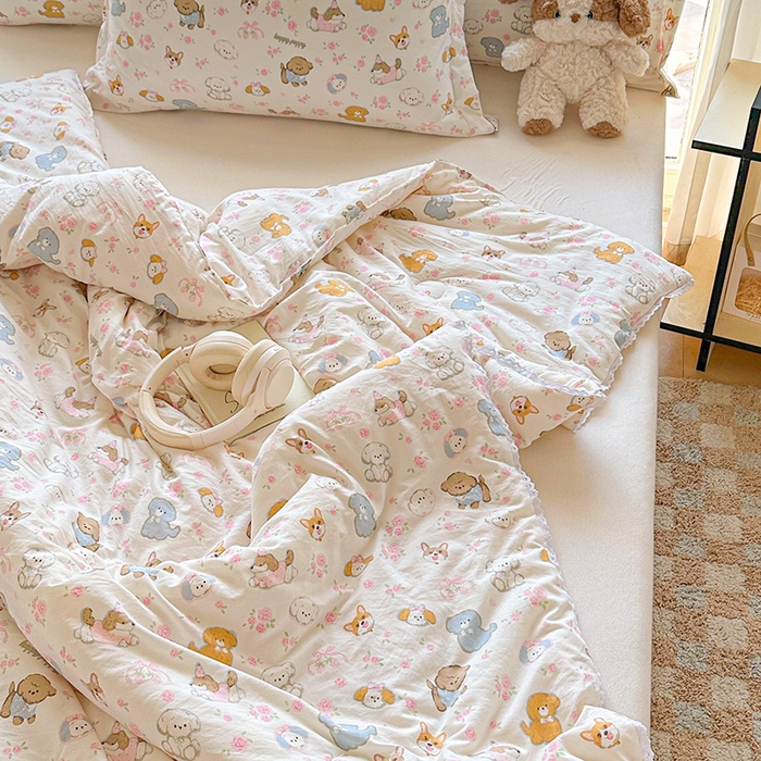 91家纺网 家纺一手货源 找家纺 创优  2025新款有氧双层纱小清新印花小花边夏被夏凉被可机洗空调被子被芯 童趣绘彩