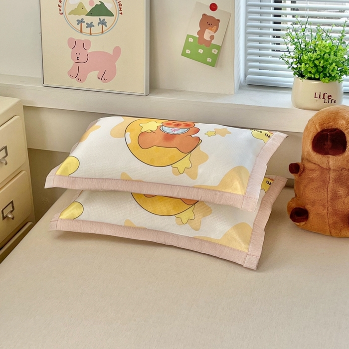 91家纺网 家纺一手货源 找家纺 博雅2025新款冰丝单枕套三丽欧，宇航员，卡皮 月亮卡皮巴拉