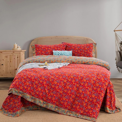 双层纱家居 2025新款深色系列双层纱四件套 花间物语红