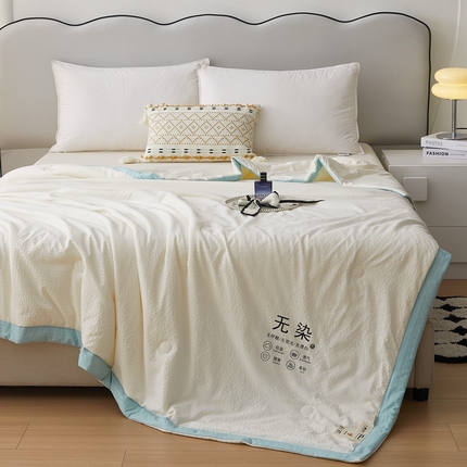  2025新款A类无染原棉大豆被夏被夏凉被空调被子 珍珠白-绿边