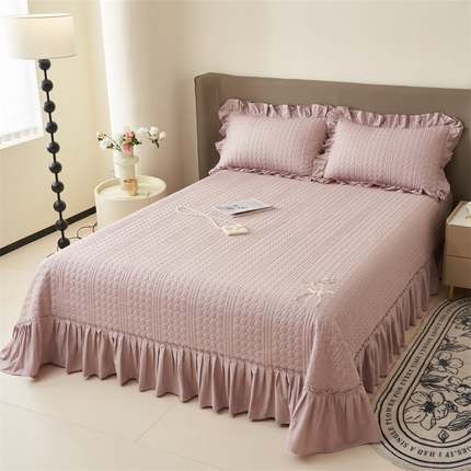 91家纺网 家纺一手货源 找家纺 恒爱 2025新款A类全棉纯棉多功能单床盖-一枝独秀 豆沙紫