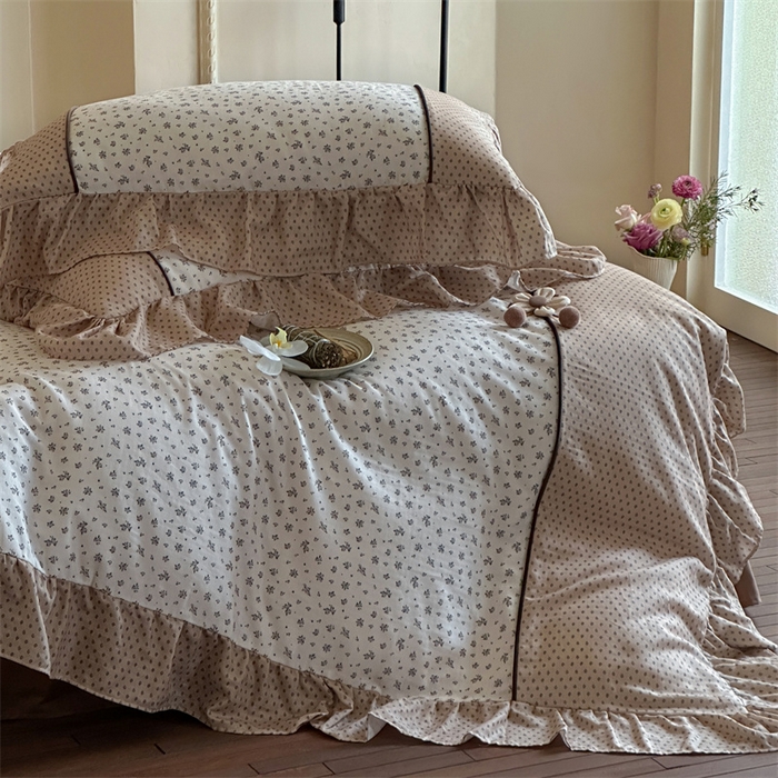 91家纺网 家纺一手货源 找家纺 （总）名品优仓 2025新款纯棉水洗棉双层纱提花韩版花边四件套 旧梦