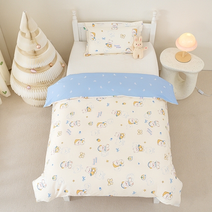 91家纺网 家纺一手货源 找家纺 良佐生活 2025新款高支高密全棉儿童被套 爱尼熊-粉