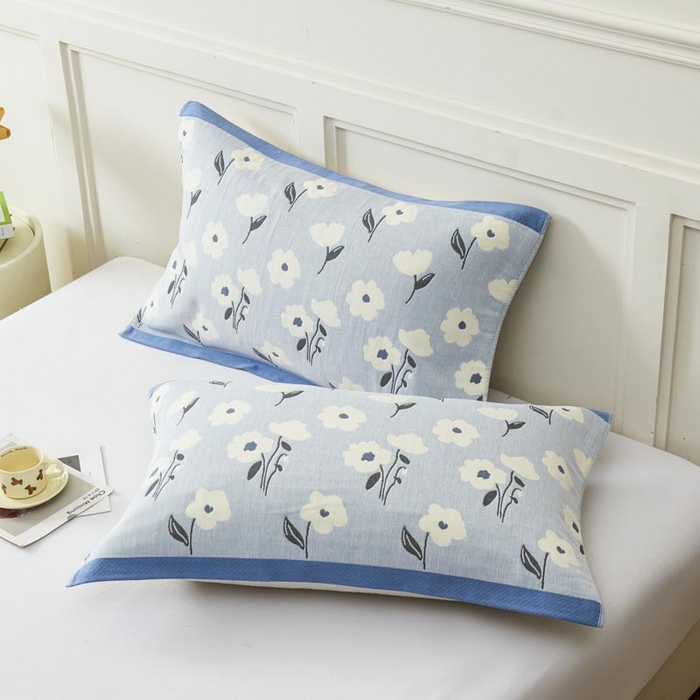 91家纺网 家纺一手货源 找家纺 2025新款纯棉加厚精梳棉纱布枕巾 夏至-浅蓝 52*78cm/对