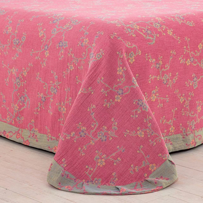 91家纺网 家纺一手货源 找家纺 双层纱家居 2025新款浅色系列双层纱四件套 腊梅粉