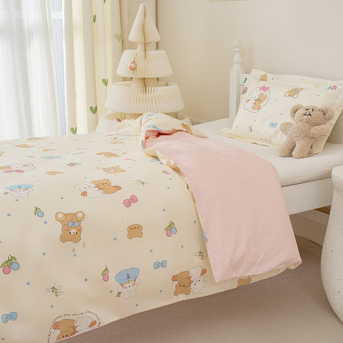 91家纺网 家纺一手货源 找家纺 良佐生活 2025新款高支高密全棉儿童被套 心心相印