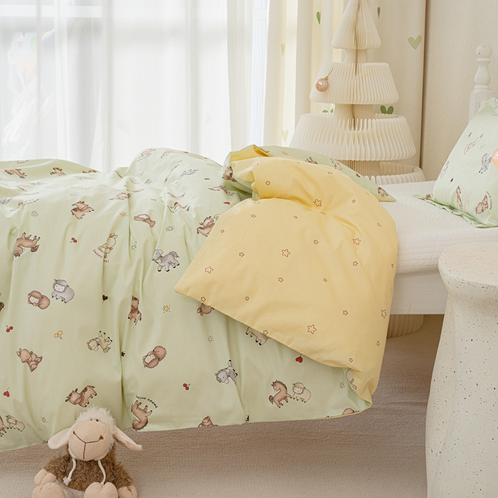 91家纺网 家纺一手货源 找家纺 良佐生活 2025新款高支高密全棉儿童被套 马里奥