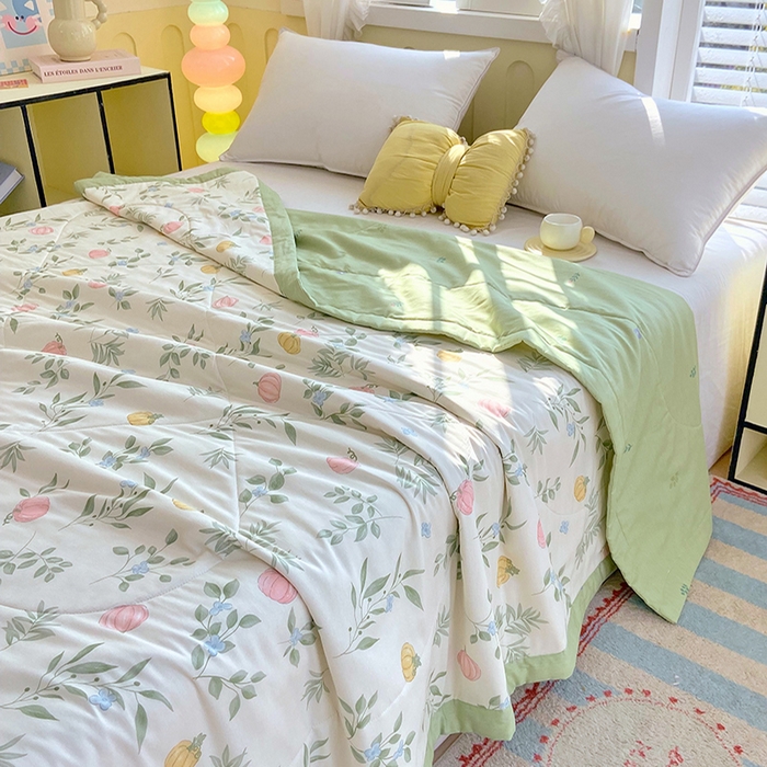 91家纺网 家纺一手货源 找家纺  2025新款A类全棉棉花夏被纯棉夏被 被子被芯 轻婉花语