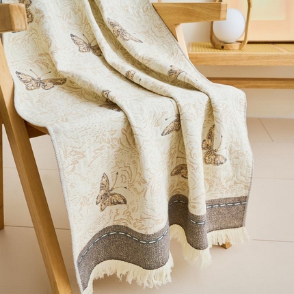 91家纺网 家纺一手货源 找家纺 （总）  2025新款A类全棉提纱多层纱布流苏浴巾