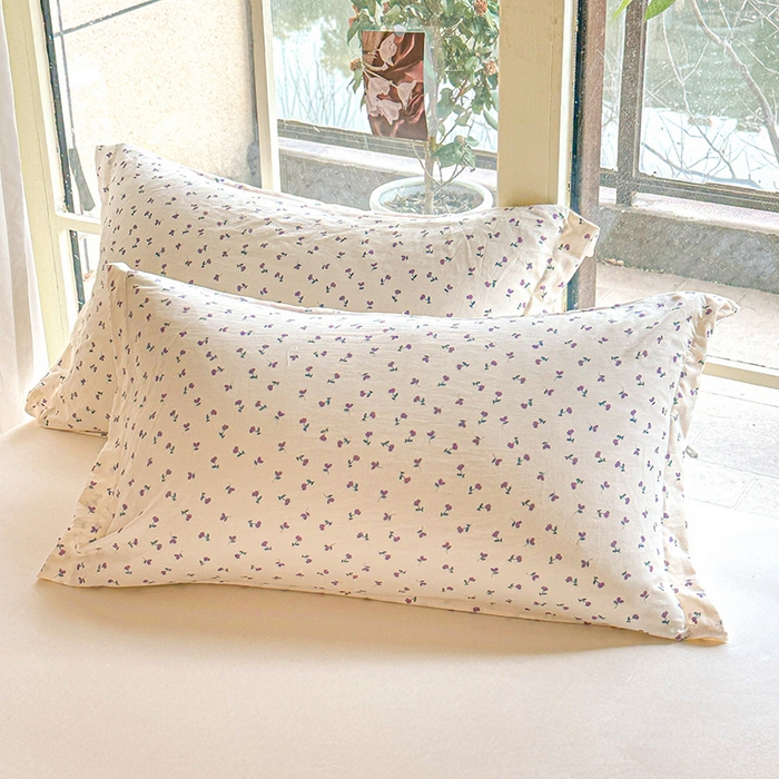 91家纺网 家纺一手货源 找家纺 创优  2025新款有氧双层纱小清新印花小花边夏被夏凉被可机洗空调被子被芯 小花野 紫