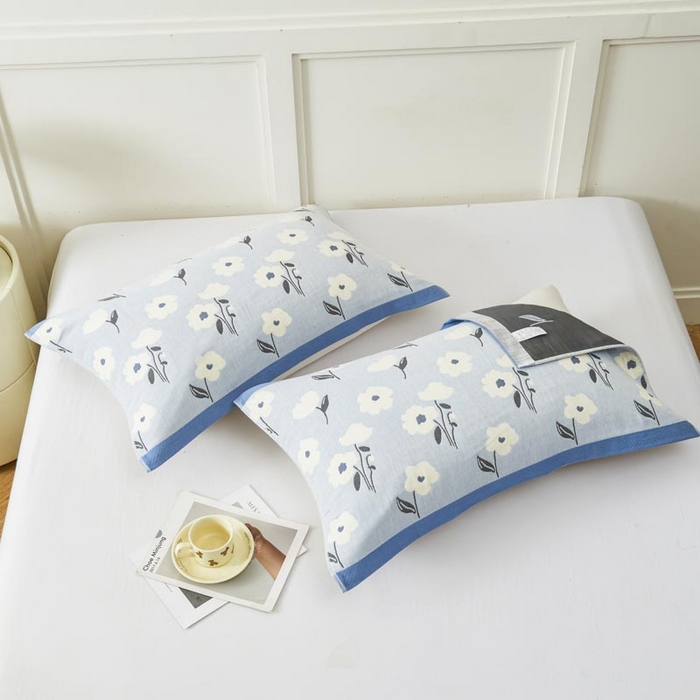 91家纺网 家纺一手货源 找家纺 2025新款纯棉加厚精梳棉纱布枕巾 夏至-浅蓝 52*78cm/对