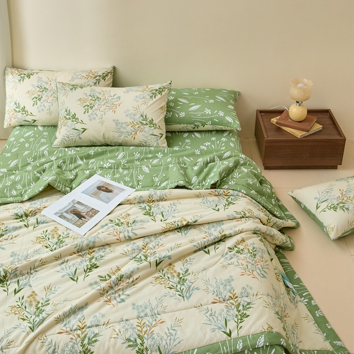 91家纺网 家纺一手货源 找家纺 珂博家纺2025新款亲肤全棉印花夏被 仙草