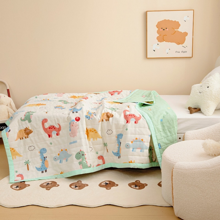 91家纺网 家纺一手货源 找家纺 梵赫   2025新款全棉卡通夏被 恐龙宝宝