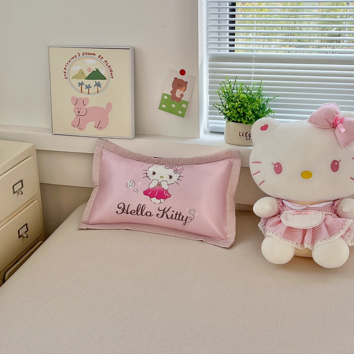 91家纺网 家纺一手货源 找家纺 博雅2025新款三丽欧冰丝单枕套 花花KT