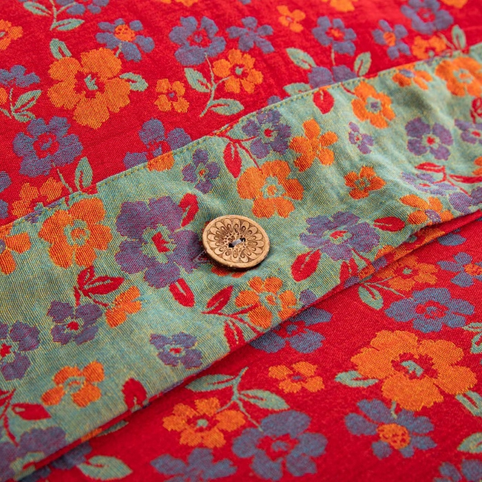 91家纺网 家纺一手货源 找家纺 双层纱家居 2025新款深色系列双层纱四件套 花间物语红