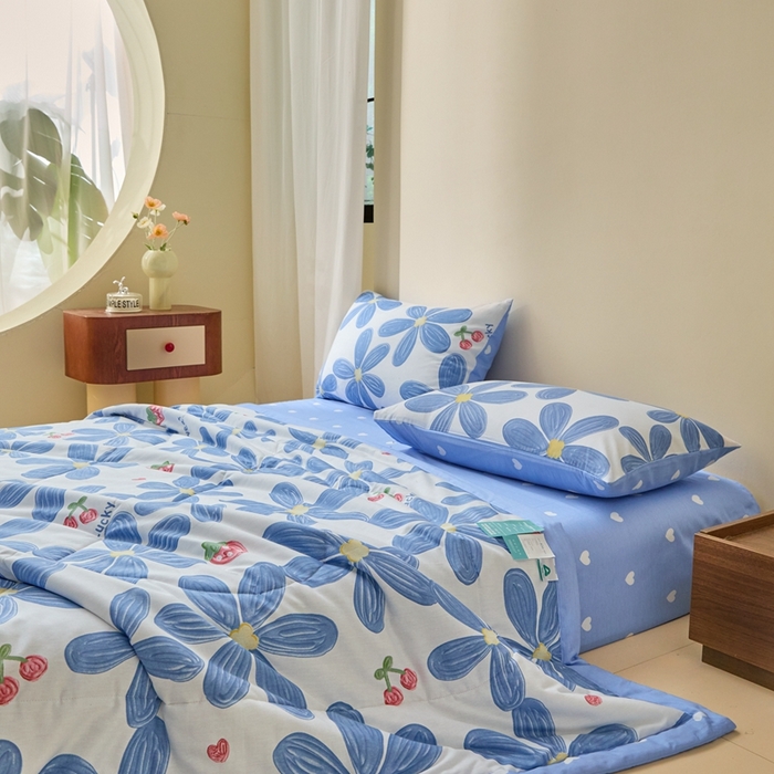 91家纺网 家纺一手货源 找家纺 珂博家纺2025新款亲肤全棉印花夏被 小情调