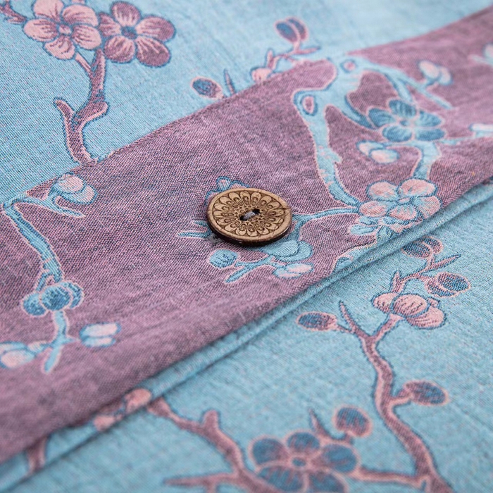 91家纺网 家纺一手货源 找家纺 双层纱家居 2025新款浅色系列双层纱四件套 腊梅蓝