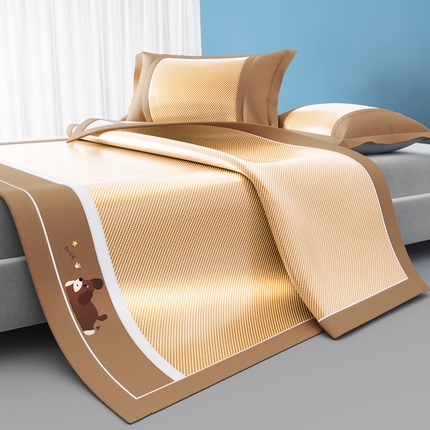 91家纺网 家纺一手货源 找家纺 川悦生活 2025新款纯色凉感冰丝席-大床 帕帕狗仔-银咖