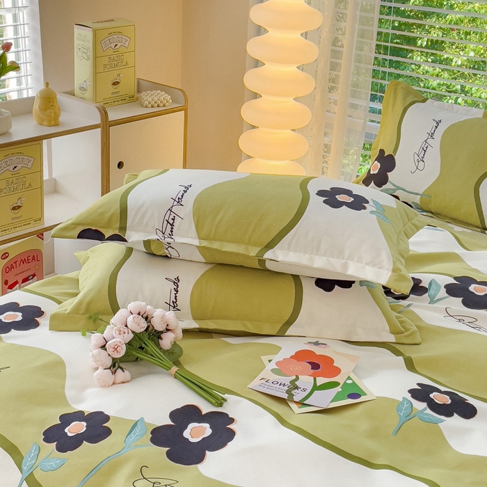 91家纺网 家纺一手货源 找家纺 2025新款亲肤磨毛四件套 茉彩花韵