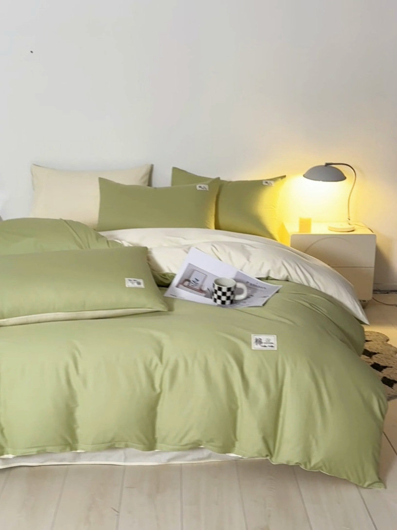 91家纺网 家纺一手货源 找家纺 （总）莱通家纺 2025新款纯色双拼四件套