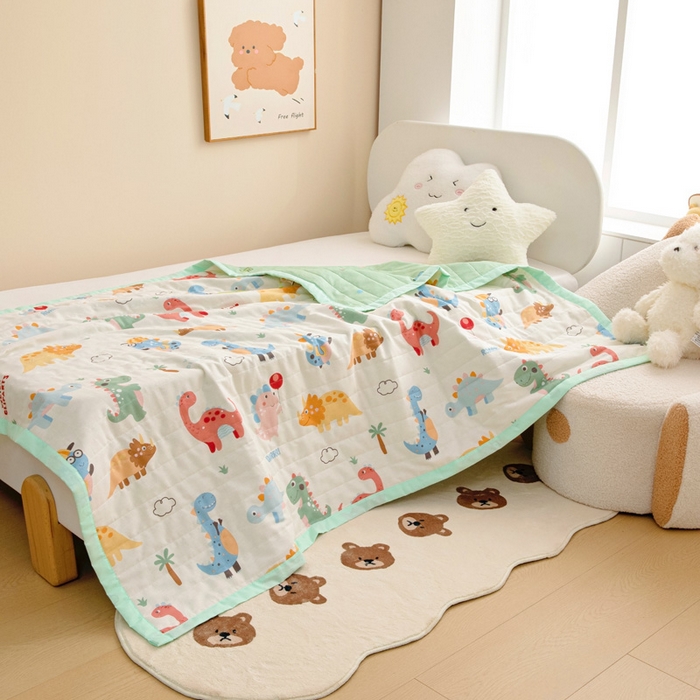 91家纺网 家纺一手货源 找家纺 梵赫   2025新款全棉卡通夏被 恐龙宝宝