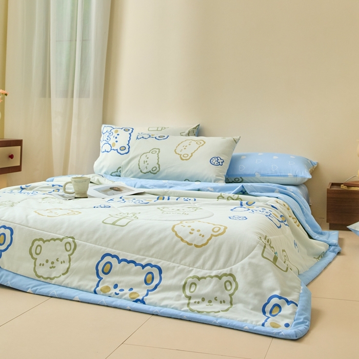 91家纺网 家纺一手货源 找家纺 珂博家纺2025新款亲肤全棉印花夏被 奶油布丁