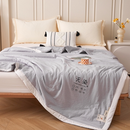  2025新款A类无染原棉大豆被夏被夏凉被空调被子 清新灰-白边