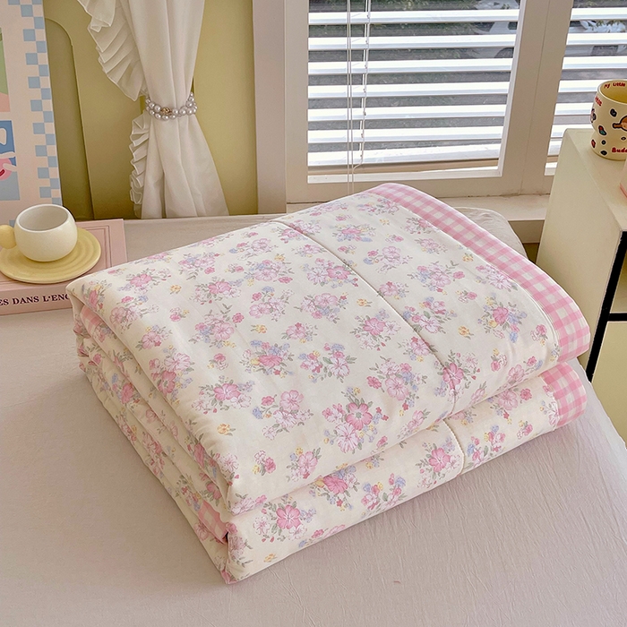 91家纺网 家纺一手货源 找家纺  2025新款A类全棉棉花夏被纯棉夏被 被子被芯 洛琳粉