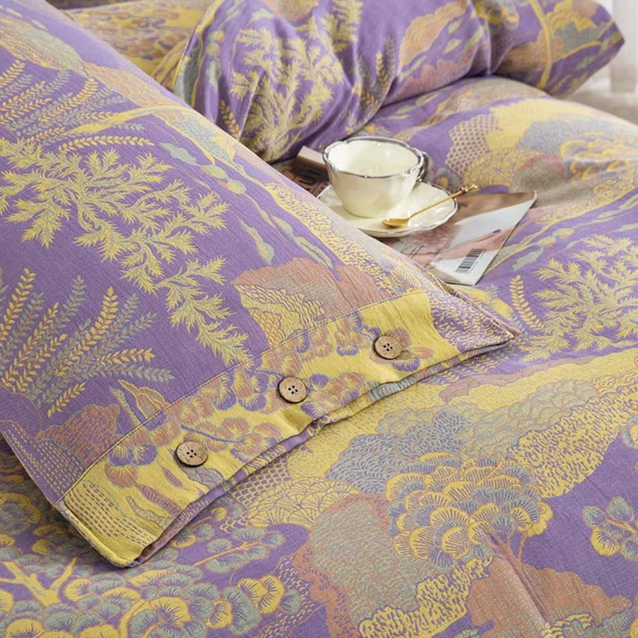 91家纺网 家纺一手货源 找家纺 双层纱家居 2025新款浅色系列双层纱四件套 林江仙