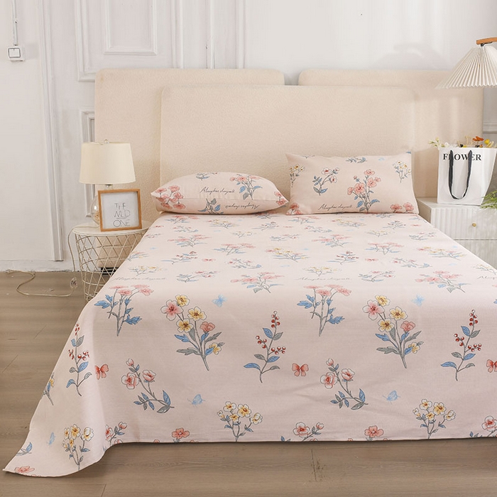 91家纺网 家纺一手货源 找家纺 红日子纺织品 2025新款艾草老粗布床单印花凉席三件套 花镜