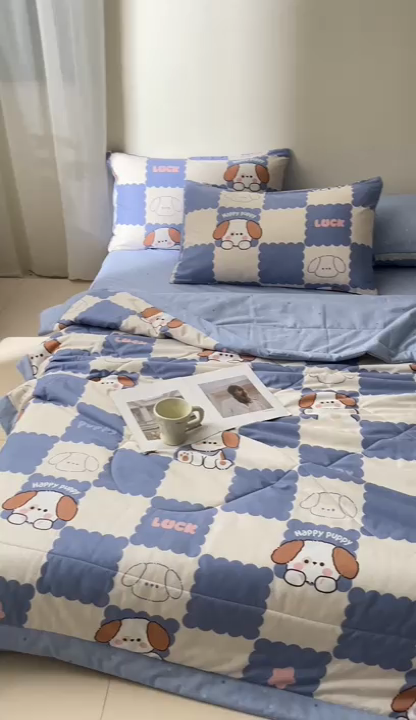 91家纺网 家纺一手货源 找家纺 珂博家纺2025新款亲肤全棉印花夏被 嗨皮狗