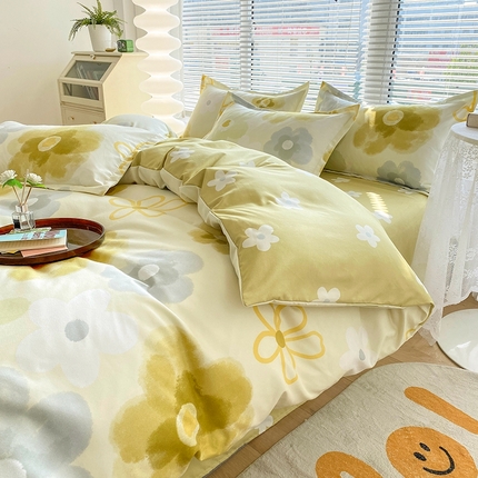 91家纺网 家纺一手货源 找家纺 2025新款亲肤磨毛四件套 静待花开