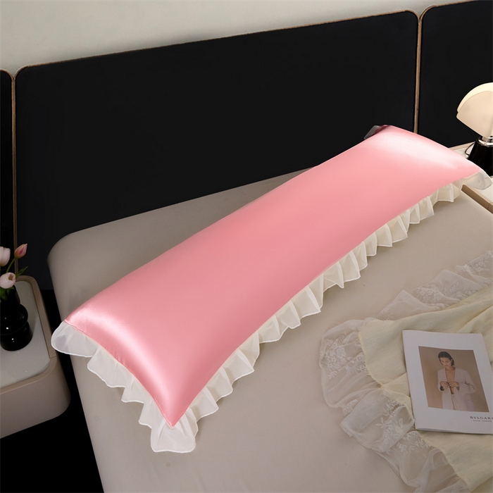 91家纺网 家纺一手货源 找家纺 梦舒羽 2025新款公主风夏季冰丝枕套双人情侣枕头套加长枕芯套1.5m内胆套 花边款-玉色