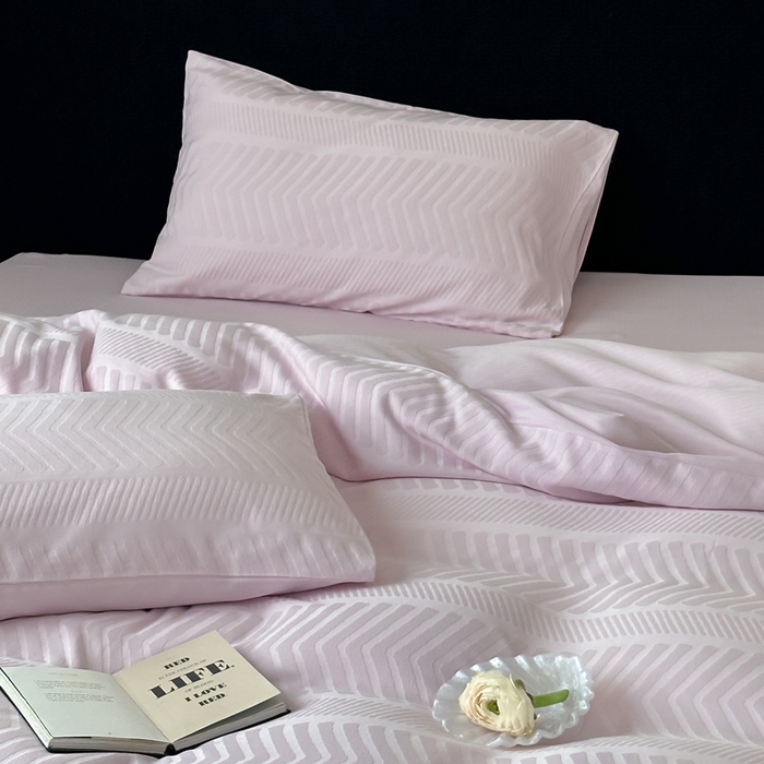 91家纺网 家纺一手货源 找家纺 例外Home 2025新款全棉提花四件套-鱼骨纹 鱼骨纹-浅浅紫