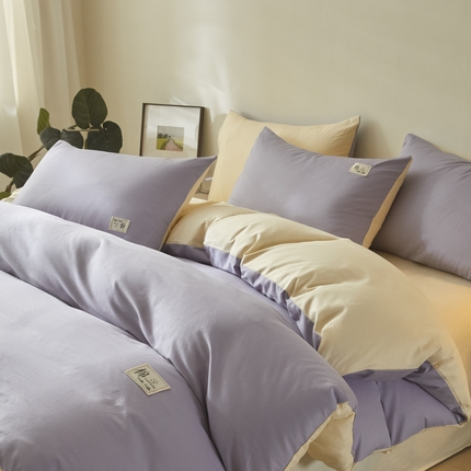 91家纺网 家纺一手货源 找家纺 （总）莱通家纺 2025新款纯色双拼四件套