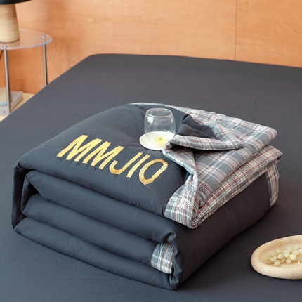 寐眠2025新款全棉水洗棉刺绣夏被【夏被四件套】 星月耀黑