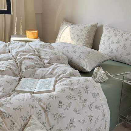  2025新款A类针织棉双层纱蕾丝花边四件套 随风摇曳