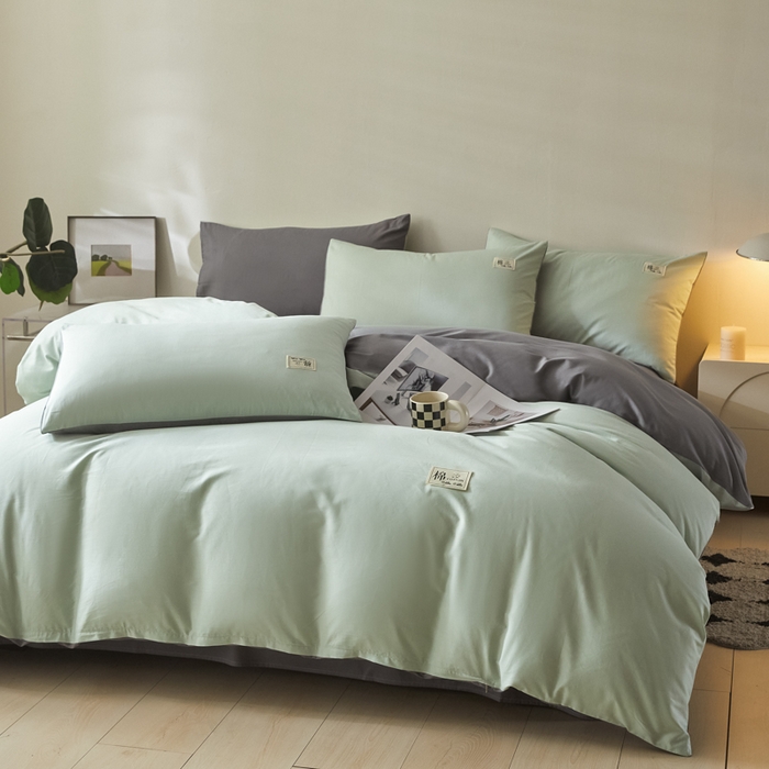 91家纺网 家纺一手货源 找家纺 （总）莱通家纺 2025新款纯色双拼四件套