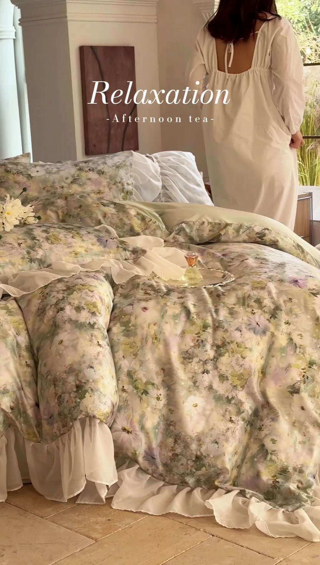 91家纺网 家纺一手货源 找家纺 艾米家居2025春夏新品法式花边天丝棉冰丝四件套 绿野仙踪花边款