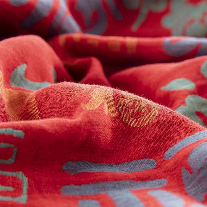 91家纺网 家纺一手货源 找家纺 双层纱家居 2025新款深色系列双层纱四件套 福寿安康