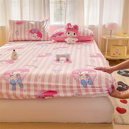 名兮家居 2025新款正版授权经典奥特曼-三丽鸥全棉印花床笠 竖条美乐蒂