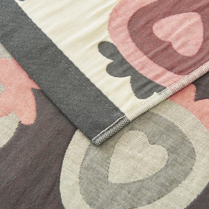 91家纺网 家纺一手货源 找家纺 2025新款纯棉加厚精梳棉纱布枕巾 草莓巧心-米黄 52*78cm/对