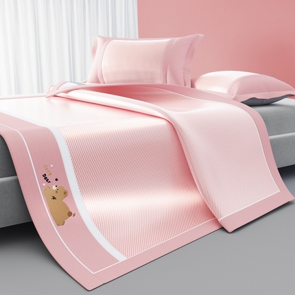 川悦生活 2025新款纯色凉感冰丝席-大床 诺尼熊-银粉