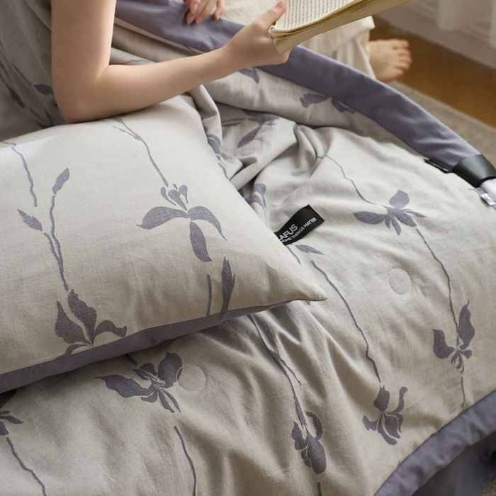 91家纺网 家纺一手货源 找家纺 莱福仕家纺 2025新款水洗棉色织大提花夏被  （控价150*200不低于199 200*230不低于219） 月光鸢尾