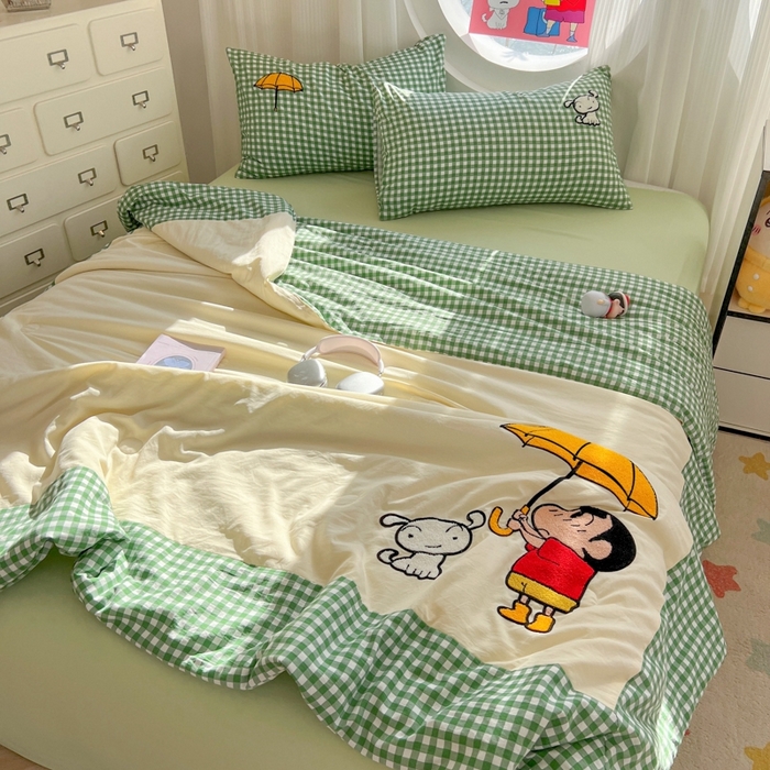 91家纺网 家纺一手货源 找家纺 （总）子钦2025春夏新款水洗棉云朵棉毛巾绣ins风单夏被夏被四件套