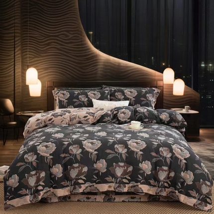 91家纺网 家纺一手货源 找家纺 （总）双层纱家居 2025新款深色系列双层纱四件套